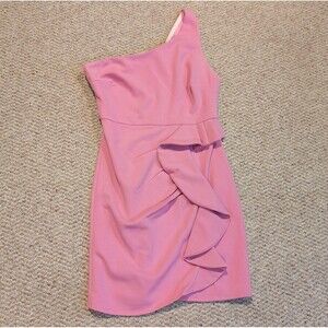 Hello Molly Backstage Passes Mini Dress 6 Pink One Shoulder Ruffle Barbiecore